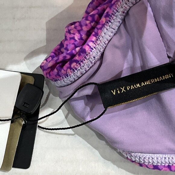 Vix Paula Hermanny Bikini Top Womens M Purple Dotted Bandeau Ruffle Off Shoulder - Picture 5 of 5